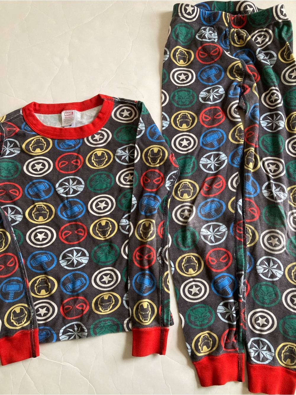 Hanna Andersson Marvel symbols organic cotton long John pajamas set 130 8